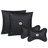 Car Headrest Pillow Luxury Diamond Pattern Car Headrest Neck Pillow Cushion Red Pink Black Women Car Accessories