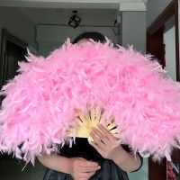 70*40Cm Large Fluffy Feather Fan Stage Performance Dance Fan Photography Props Lolita Feather Fold Fan Wedding Party Decoration