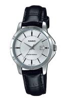 Casio Standard นาฬิกาข้อมือผู้หญิง สายหนังแท้ รุ่น LTP-V004L,LTP-V004L-7A,LTP-V004L-7AUDF - สีเงิน