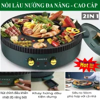 Nồi Lẩu Nướng Đa Năng, Bếp Lẩu Nướng 2 Ngăn 2 Trong 1, Bếp Lẩu Nướng Loại To.  Mặt Nồi Tráng Men Chống Dính Cao Cấp, Nướng Và Lẩu Cùng 1 Lúc Tiện Dụng Cho Mọi Gia Đình-[ BẢO HÀNH 1 ĐỔI 1 TRÊN TOÀN QUỐ