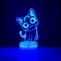 ETXCute 3D Cat Night Light Kids LED Cat Lamp Lovely USB Acrylic Glasses Table Nightlight for Children Gift Bedroom Room Decor Light