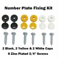 New High Quality 6Pcs Car Number Plate Fixing Fitting Kit Screws And Caps Convenient Durable Black White Yellow Caps 294009