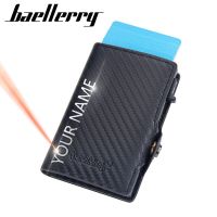 RFID Mini Men Card Wallets Free Name Customized Slim Small Card Holder Male Purses Carbon Fiber Mens Wallet Popup Card Clips Card Holders