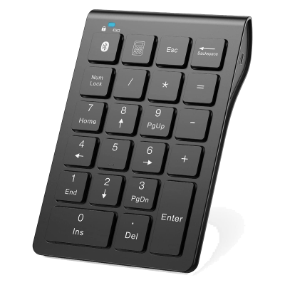 Wireless Keypad Office Keyboard 22-Keys Portable Slim Numeric Pad for Laptop Computer, PC, Desktop, Notebook