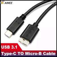 AIMEE 0.5m/1m แล็ปท็อป ฮาร์ดไดรฟ์ภายนอก USB 3.1 Type-C เป็น Micro 3.0 B สายดาต้า สาย HDD