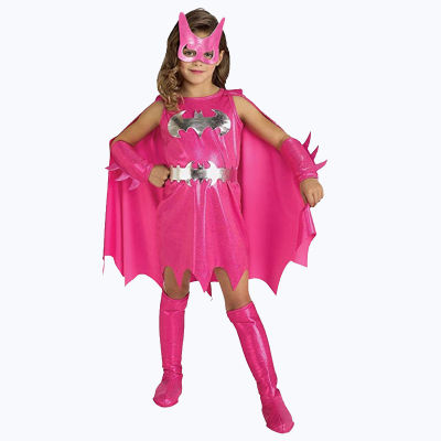 Pink Bat Girl Superhero Cosplay Costume The Fashion Clothes Fantasy Halloween Cos Set For Children New Year Gift Dress Suit