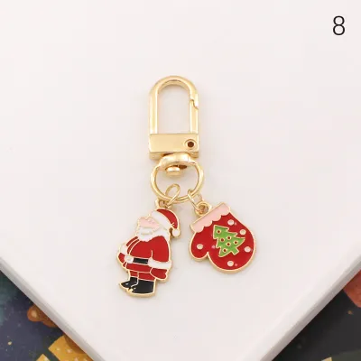 ZhongLouL จี้รูปการ์ตูนคริสต์มาสโลหะซีรีส์ซานตาคลอสเคลือบพวงกุญแจพวงกุญแจจี้ห้อยกระเป๋าถือของขวัญของชำร่วย