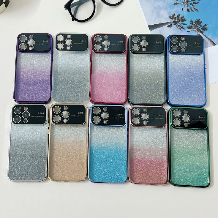 ineater-ฟิล์มเลนส์ป้องกันขนาดใหญ่สำหรับ-iphone-14-pro-max-12สำหรับ-iphone-11-13-pro-gradient-ฝาเคสโทรศัพท์แวววาวกลิตเตอร์