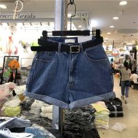 【hot】 Womens Caual Denim Tight Shorts Classic Waist Wide Leg Female Ladies Short Jeans