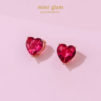 Miniglam Sweetheart Crystal Stud Earrings ต่างหูคริสตัลรูปหัวใจสีแดง