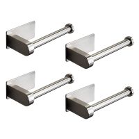 ☌✥◈ 4X Self Adhesive Toilet Paper Holder-Bathroom Toilet Paper Holder Stand No Drilling Stainless Steel Brushed