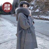 [COD] New oversized fox collar hooded double-sided cashmere coat womens mid-length alpaca