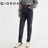 GIORDANO Women Jeans High Waist Black Denim Jeans Classic Five-Pocket Slim Quality Simple Fashion Casual Denim Pants 18423008