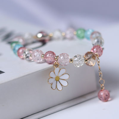 Korean Crystal Daisy Flower Tassel celet Women Girl Wrist Bangle celets Jewelry Accessories