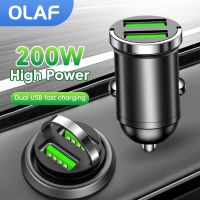 Olaf แหวนดึงขนาดเล็ก200W USB คู่ที่ชาร์จแบตในรถอย่างรวดเร็วอะแดปเตอร์ชาร์จโทรศัพท์ที่ชาร์จไฟบนรถยนต์สำหรับไอโฟนหัวเหว่ยเซียวมิซัมซุง QC 3.0