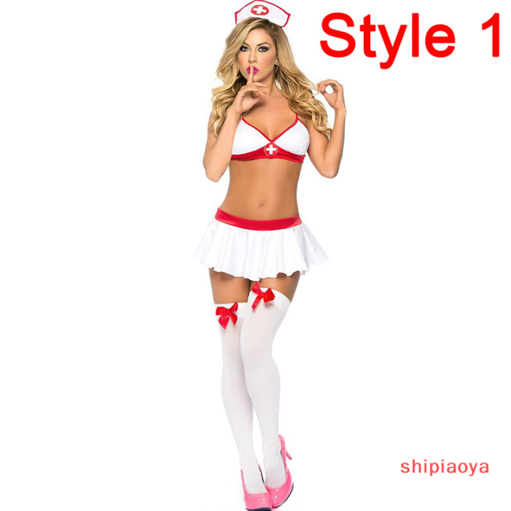 shipiaoya-ชุดเครื่องแบบพยาบาลชุดชั้นในสาวเซ็กซี่เอี๊ยมชุดแฟนซีคอสเพลย์ฮาโลวีน
