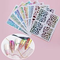 VAN Charm Luxury Hand-made Multi-Patterns Manicure Holographic Stripes Curved Nail Decal Nail Accessories 3D Nail Art Decoration Metal Color Nail Sticker