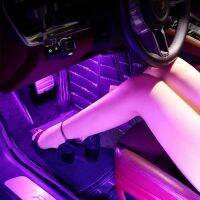 4pcs LED Car Atmosphere Light Foot Sole Ambient Lights Wiring Free USB Decorative Lamp Auto Interior Refit Pure Color Lamp