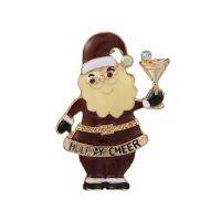 【CW】 New Fashion Alloy Xmas Santa Claus Holding A Wine Glass Pins Brooch Creative Holiday Cheer Brooch For Unisex Jewelry Gift