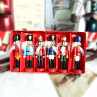 6Pcs เดสก์ท็อปเครื่องประดับไม้ Nutcracker ตุ๊กตาทหาร Miniature Figurines Vintage Handcraft Pup ใหม่ปี2021 Christmas Decor