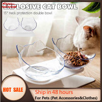 【 Accessories】HW Non-slip Cat Bowls Double Bowls With Raised Stand Food and Water Bowls