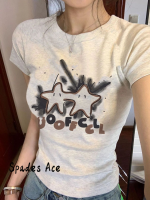 Spades Ace เสื้อครอป เสื้อยืด ชุดเซ็ทผู้หญิง เสื้อยืดคอกลม เสื้อยืด ผญสวย ๆ เวอร์ชั่นเกาหลี ผ้าคอตตอน ใส่สบาย เรียบง่าย 2023NEW WTX23903N3 36Z230909