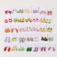 30pairsLots Kids Cute Cartoon Animals Fruits Clip on Earrings For Children Girls Gifts Jewelry Mix Style No Pierced Wholesale