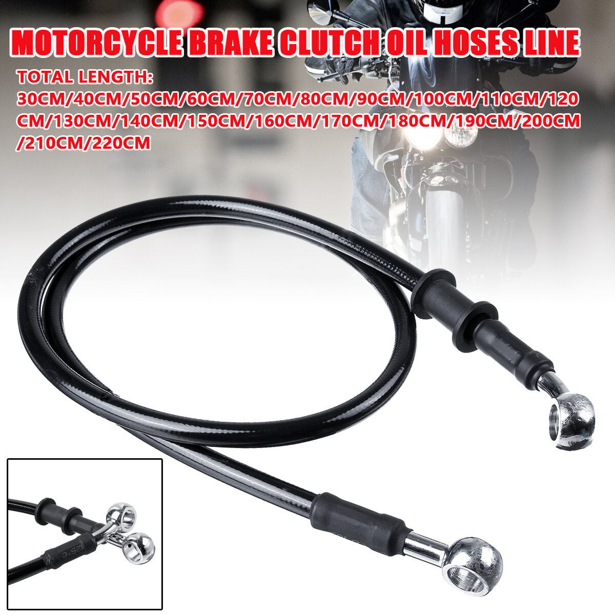 30cm200cm Motorcycle Braided Stainless Steel Brake Clutch Oil Hoses