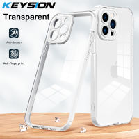 KEYSION เคสใสกันกระแทกสำหรับ iPhone 15 Pro Max 15 Plus TPU ซิลิโคนแบบใส + ปกโทรศัพท์พีซีสำหรับ iPhone 14 Pro Max