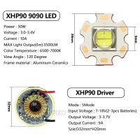 ลูกปัดโคมไฟซังชิป LED XHP90 9090 30W 10A DC3-3 4โวลต์20มิลลิเมตรทองแดง PCB 32มิลลิเมตร5โหมดคณะกรรมการควบคุมสำหรับโคมไฟ DIY อุปกรณ์ไฟฉาย