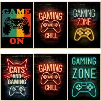 Eat Sleep เกมโปสเตอร์พิมพ์ Wall Art Gamer ภาพวาดซ้ำ Gaming รูปภาพสำหรับเด็ก Home Room ตกแต่ง Playroom New