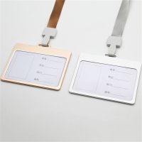 Aluminium Alloy Work Id Card Badge Holder With Lanyard Vertical And Horizontal Employee Name Tag Badge Holder