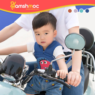 Hamshmoc สายรัดสำหรับขี่เข็มขัดนิรภัยเด็กปรับได้ Comfort ระบายอากาศด้วยแถบสะท้อนแสงสำหรับรถจักรยานยนต์ไฟฟ้าจักรยานป้องกันเด็กอเนกประสงค์