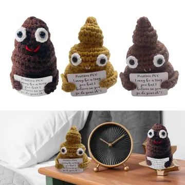 Funny Positive Poo Knitted Doll with Positive Card Creative Interesting  Knitted