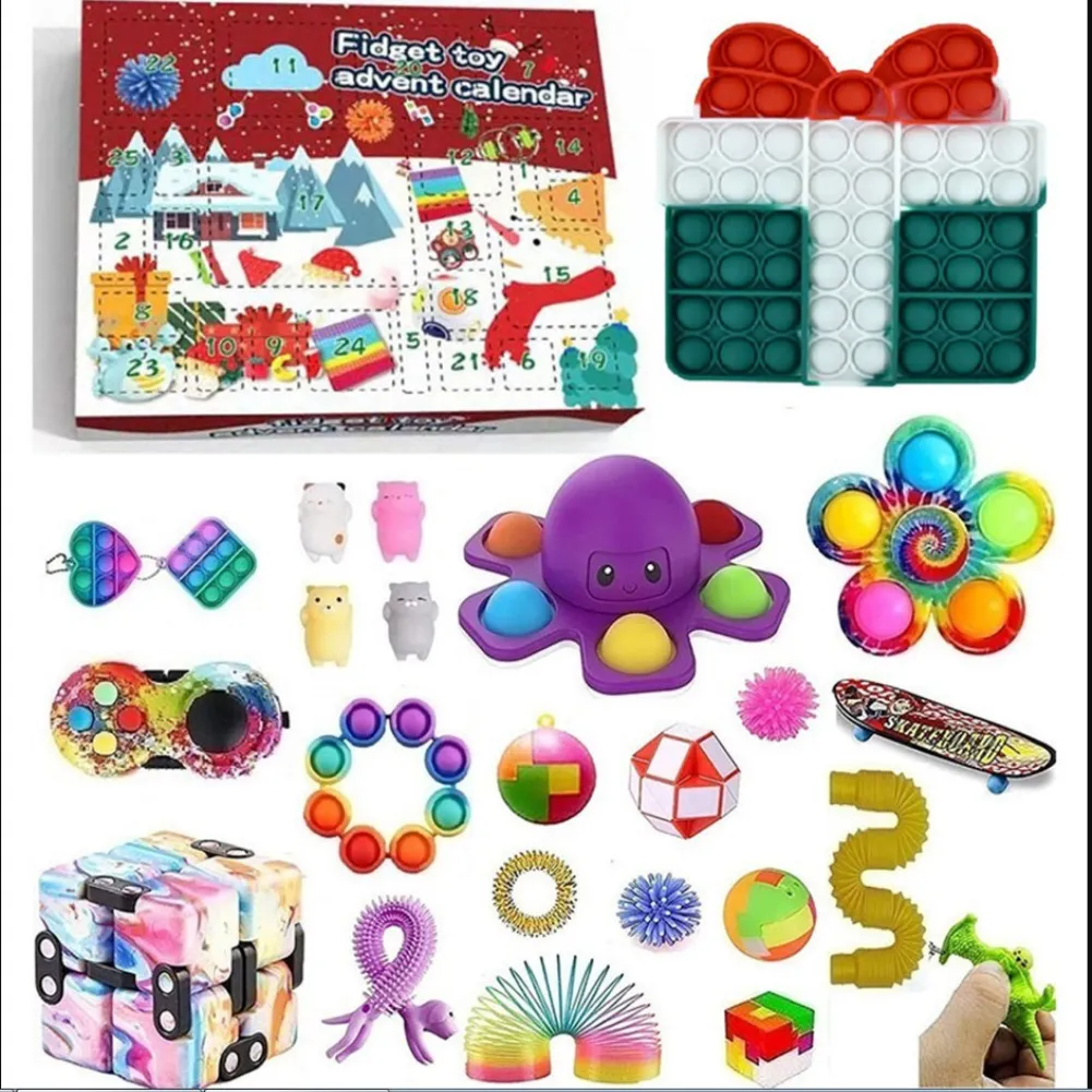 6 Christmas Countdown Calendar 24 Days Pop Bubble Sensory Toys