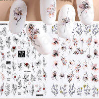 3D Blossom Leaf สติ๊กเกอร์ติดเล็บดอกไม้สีชมพูกาว Sliders เจลโปแลนด์ Charm Design เล็บฟอยล์ชุดเล็บ Accessories