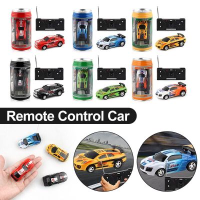 Micro Racing Car Mini Cans RC Car Battery Operated Plastic Remote Control Racing Vehicle with Roadblocks for Kids Boys