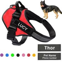 Personalized Dog Harness NO PULL Reflective Breathable Adjustable Vest With ID Custom Patch Outdoor Walking Pet Accessories Collars