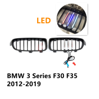 1คู่ LED กระจังหน้าเงาสีดำ Lighted ย่างสำหรับ BMW 3 Series F30 F35 2012-2019เปลี่ยนแข่งกันชนหน้ากระจังหน้า