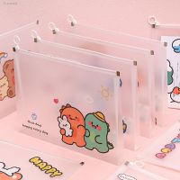 □☌ஐ File Folder High Capacity Waterproof Document Storage Holder Transparent Visual Cartoon Animal Student A4 Zipper Bag For Student