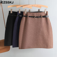 spring Autumn retro A-line PENCIL mini skirt female fashion high waist slim skirt solid color badycon knitted short skirt