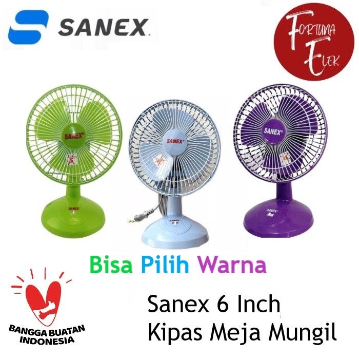 Sanex Desk Fan Kipas Angin Meja Kecil Mini 6 Inch Fd 0687 Fd 0688 Biru Hijau Ungu Pink 5537