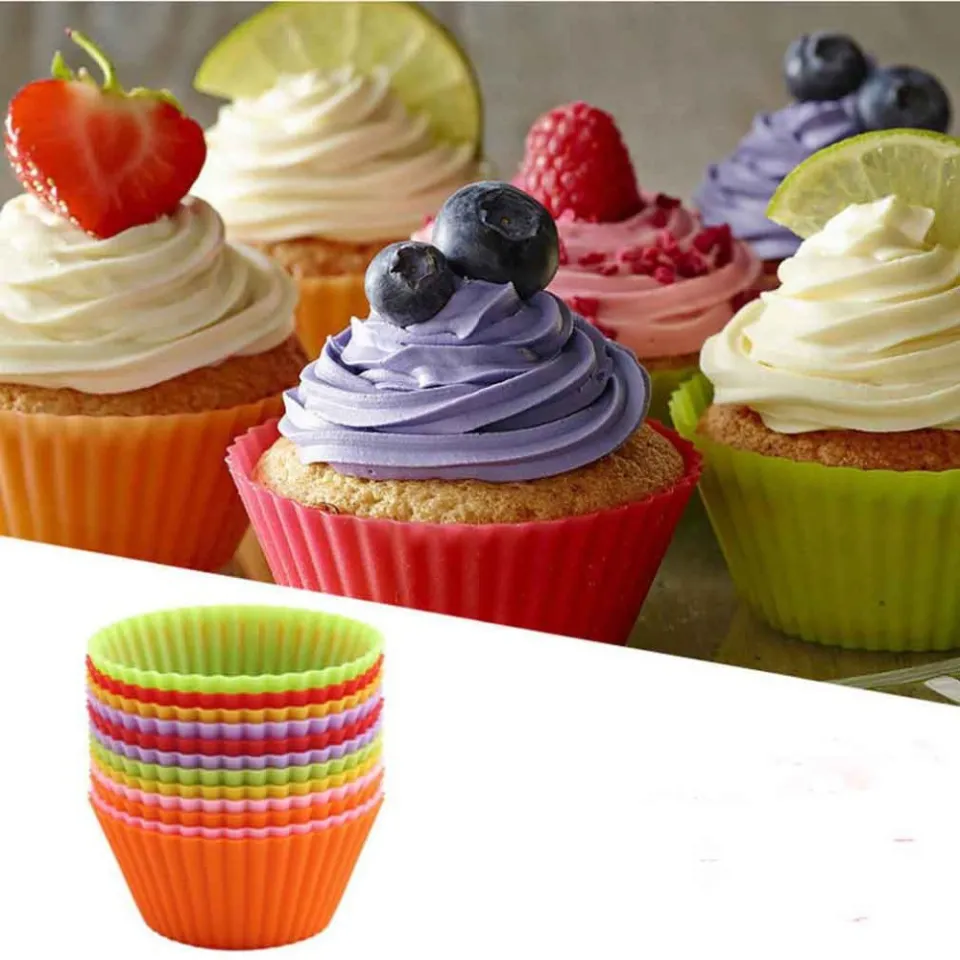 12pcs Round Shaped Muffin Cupcake Silicone Baking Molds Muffin Cups