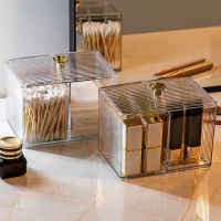 Cotton Puff Storage Box Organizer Makeup Storage Organizer Acrylic Square Container Cotton Swab Storage