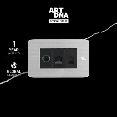 ART DNA รุ่น A89 ชุดรับสัญญาทีวี + สัญญาณคอมพิวเตอร์ CAT6 + สัญญาณโทรศัพท์ สีเกรย์ ไซส์ S ปลั๊กไฟโมเดิร์น ปลั๊กไฟสวยๆ สวิทซ์ สวยๆ switch design