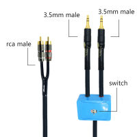 Switcher Input Male Dual Rca To 2X3.5 Male Output Switch Selector 2 In 1 Stereo Audio 1 In 2 Out Splitter Cd Sound Card