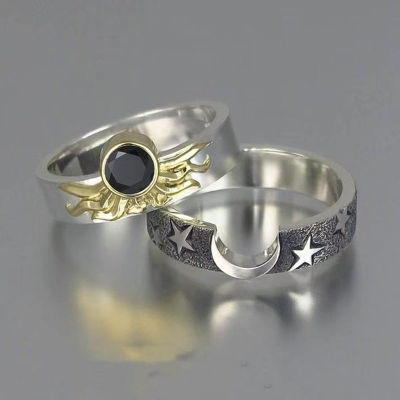 แหวนอินเทรนด์แหวนปรับขนาดได้2ชิ้น/ชุดแหวนแหวนคู่รักคู่แหวนสำหรับนิ้วมือเพื่อนรัก Bff