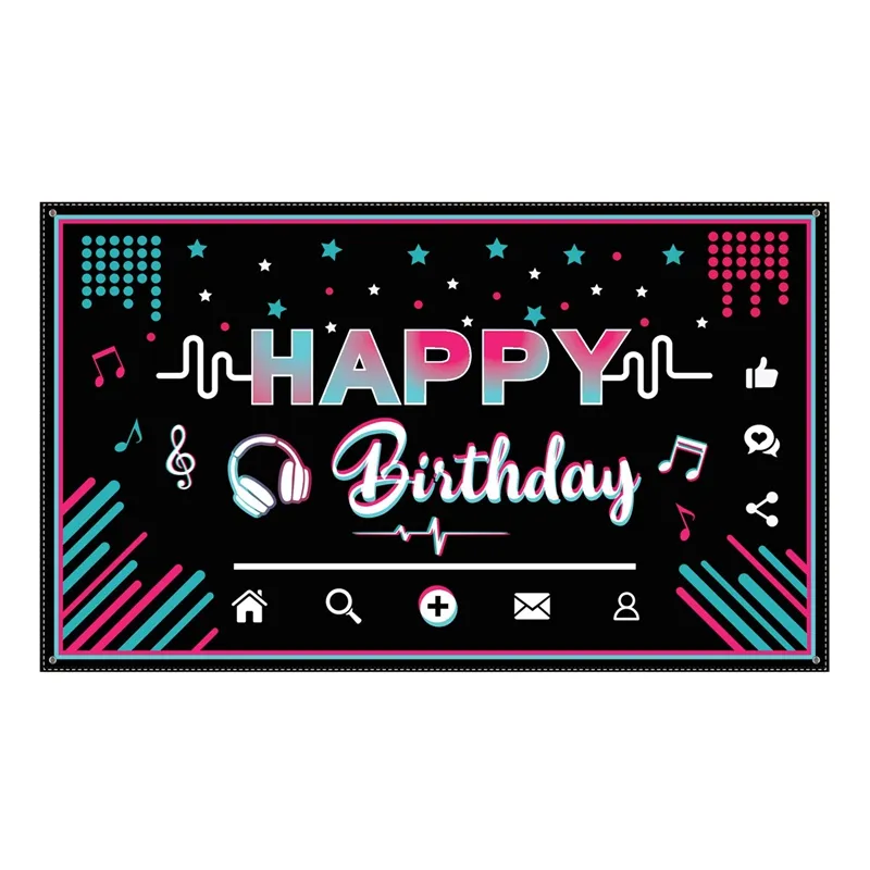 Happy Birthday Backdrop Banner Music Theme Birthday Party Decorations Music  Party Background Photo Booth Banner | Lazada