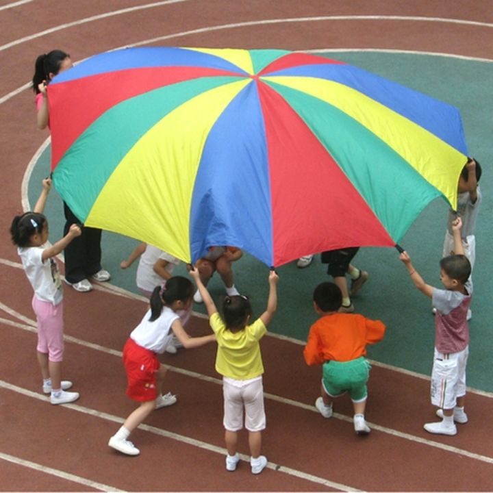 sunsky-3-6-ม-เด็ก-ๆ-เกมออกกำลังกายกีฬาของเล่นของเล่นรุ้งร่มชูชีพเล่นสนุกกับของเล่นสนุก-ๆ-ด้วยสายรัด-8-มือสำหรับครอบครัว-โรงเรียนอนุบาล-สวนสนุก