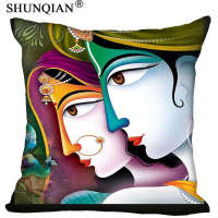 （ALL IN STOCK XZX）New Bestselling Custom Art India Radha Krishna Pillow Case Square Zipper Custom Pillows More Custom Sizes Quality 40x40cm   (Double sided printing with free customization of patterns)